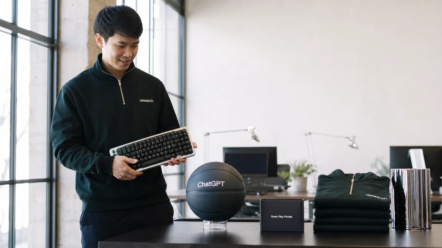 Editorial image for OpenAI Now Sells a $70 Basketball and a $230 Keyboard, and It's Not a Joke